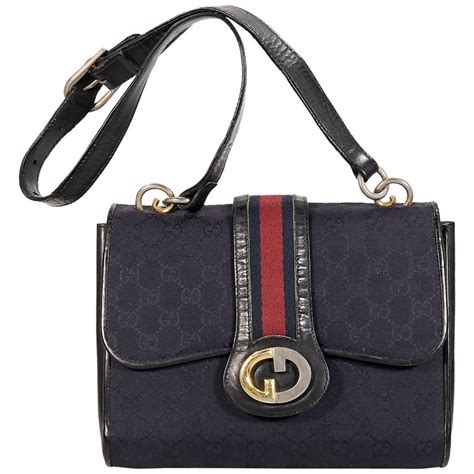 gucci vintage blue flap shoulder bag|authentic gucci vintage bag.